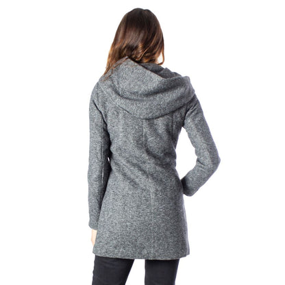 Only Women's Cotton Polyester Hooded Overcoat - Gray