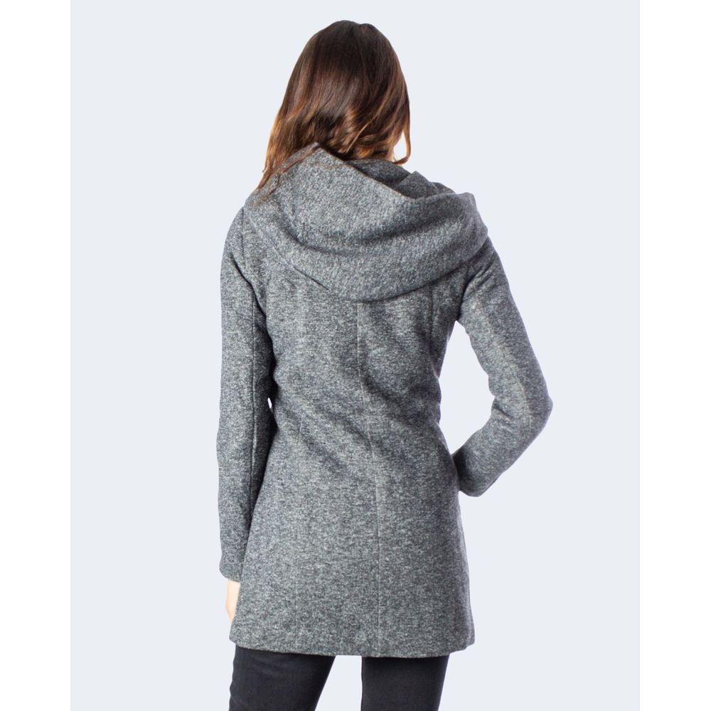 Only Women's Cotton Polyester Hooded Overcoat - Gray