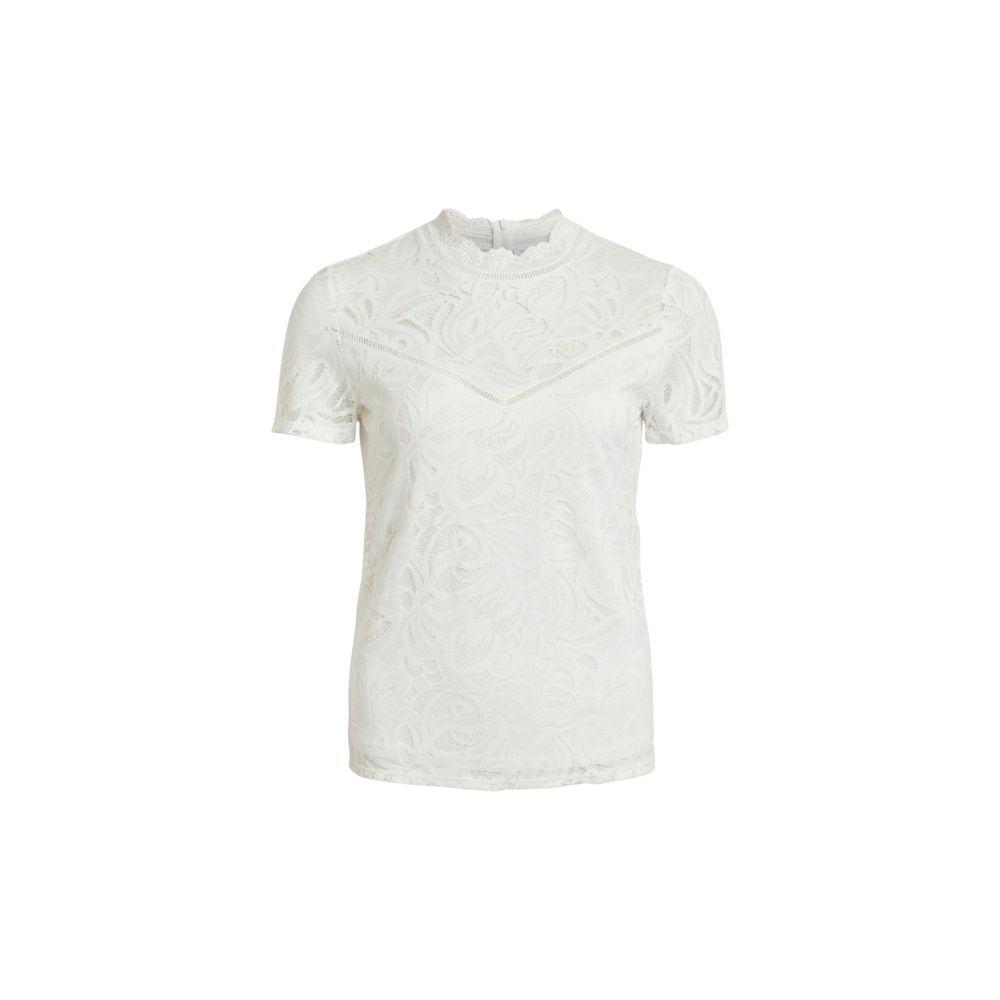 T-Shirt by Vila Clothes for women in stretch polyamide cream features an on trend silhouette, perfectly showcasing a on trend and for an elevated aesthetic.