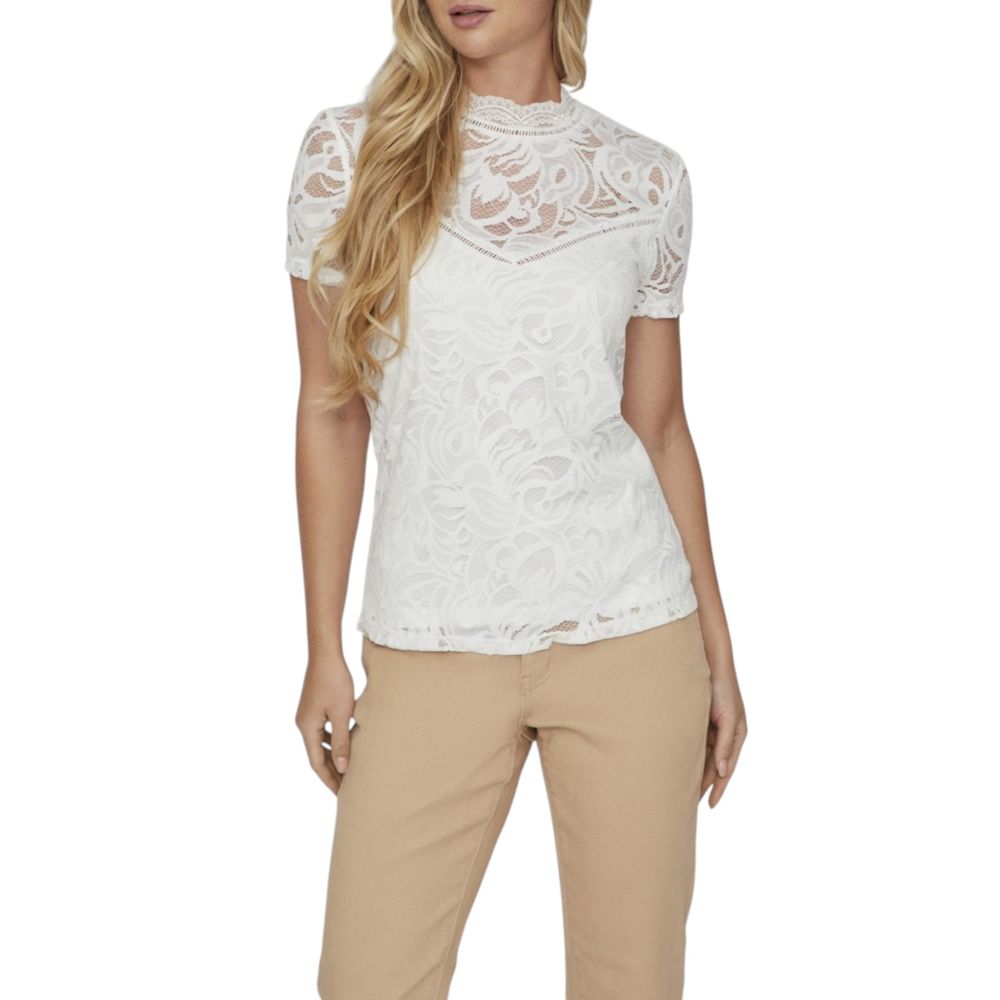 T-Shirt by Vila Clothes for women in stretch polyamide cream features an edgy silhouette, meticulously detailed with a sophisticated and for a truly edgy finish.