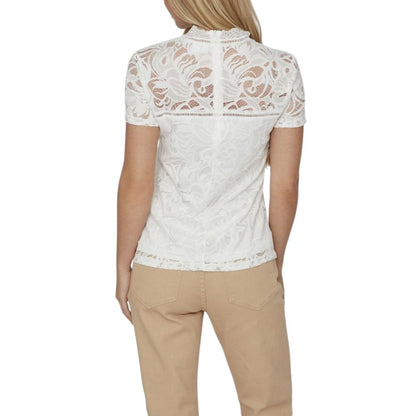 T-Shirt by Vila Clothes for women in stretch polyamide cream features a plush silhouette, showcasing a sophisticated and for a truly plush finish.