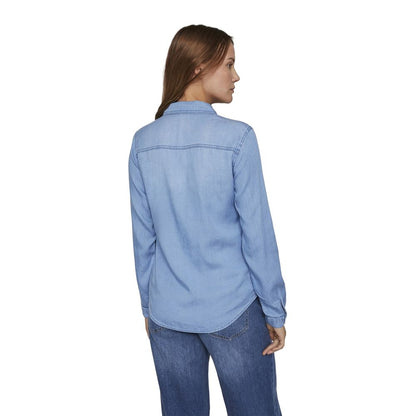 Vila Clothes Women's Long-Sleeve Lyocell & Cotton Shirt - Light Blue
