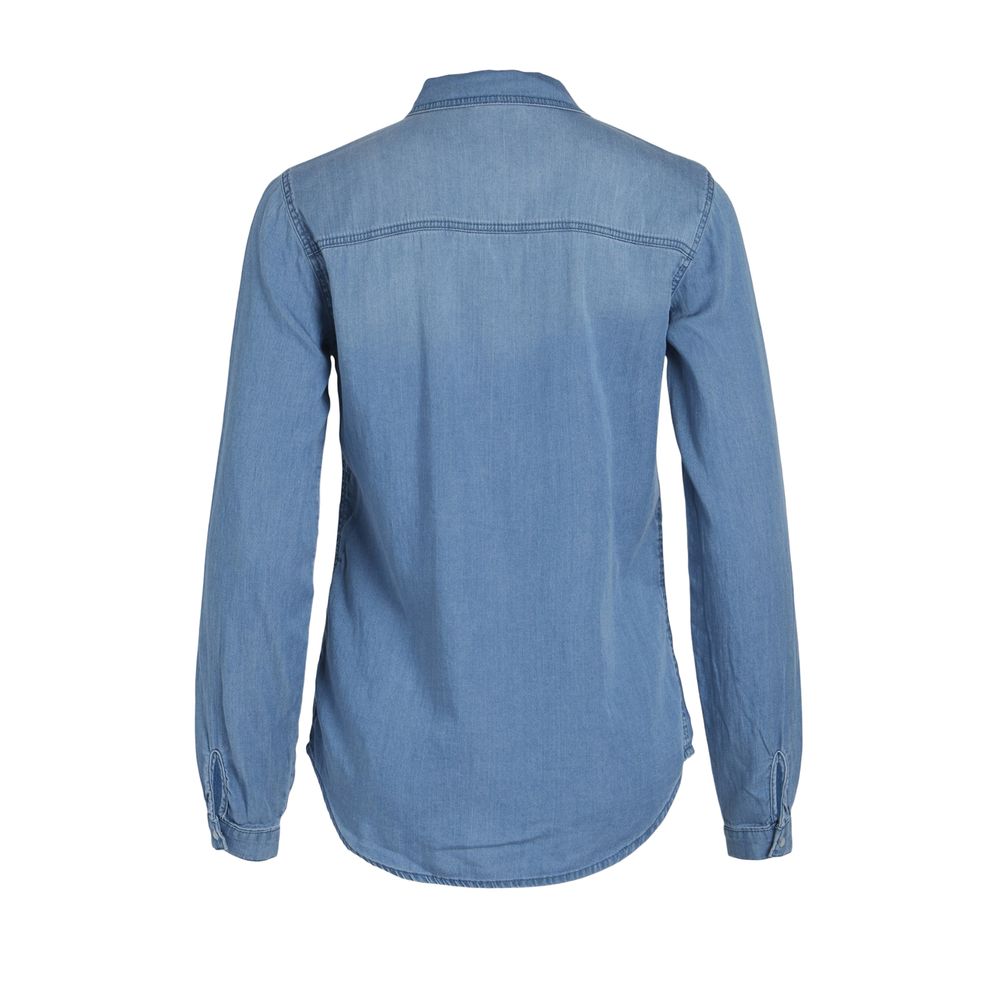 Vila Clothes Women's Long-Sleeve Lyocell & Cotton Shirt - Light Blue