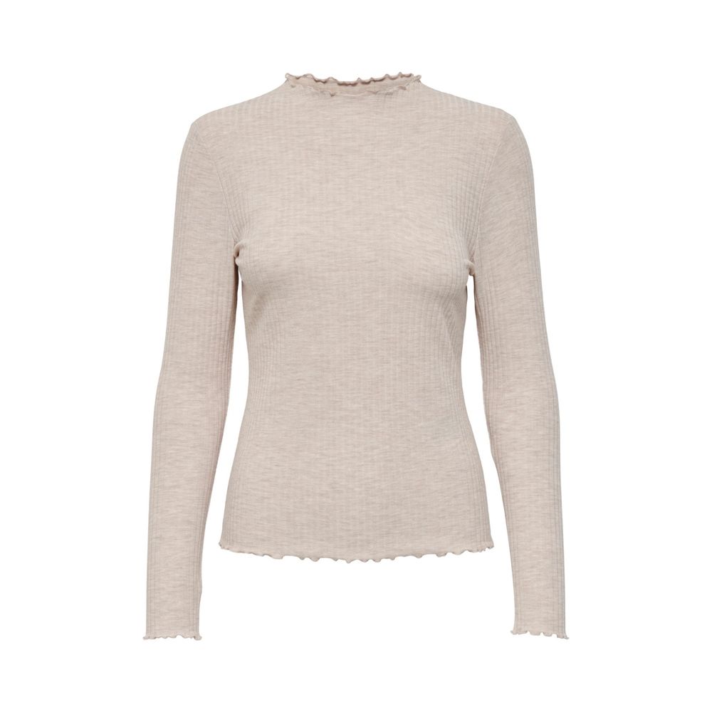 Sweater by Only for women in stretch viscose polyester beige showcases a discreet silhouette, finished with a discreet turtle high-neck neckline and long-sleeve for a discreet look.