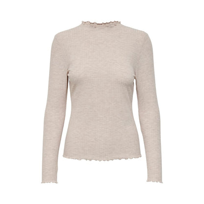 Sweater by Only for women in stretch viscose polyester beige showcases a discreet silhouette, finished with a discreet turtle high-neck neckline and long-sleeve for a discreet look.
