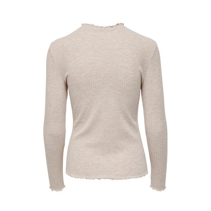Sweater by Only for women in stretch viscose polyester beige showcases an masterful silhouette, artfully detailed with a masterful turtle high-neck neckline and for a sophisticated, premium finish.