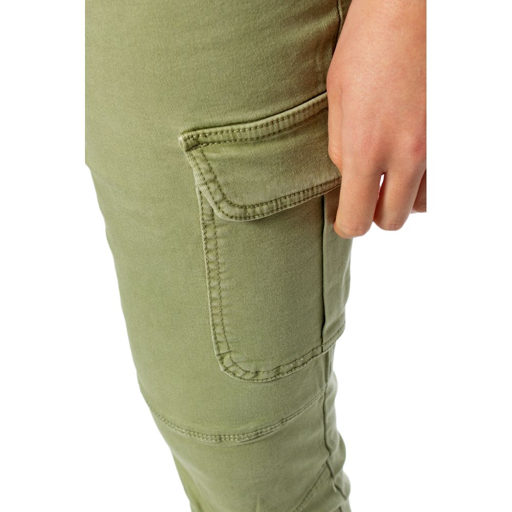 Trousers by Only for women in stretch cotton green features a artisanal silhouette, showcasing a sophisticated skinny with a long and for a artisanal finish.