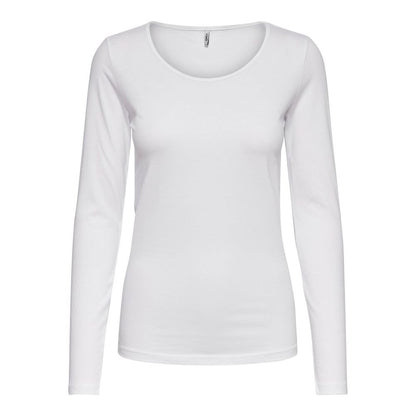 T-Shirt by Only for women in stretch cotton white showcases a fashionable silhouette, elegantly detailed with a fashionable long-sleeve and for a sophisticated, high-fashion look.