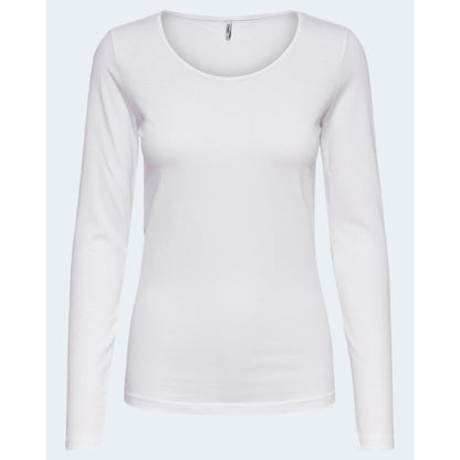 T-Shirt by Only for women in stretch cotton white showcases a unassuming silhouette, artfully detailed with a refined and unassuming for a sophisticated, contemporary look.