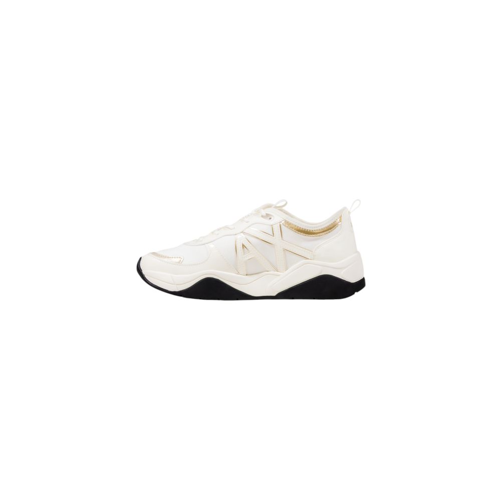 Sneakers by Armani Exchange for women in polyester white presents a sumptuous silhouette from the Women's Athletic Casual Polyester Sneakers collection, showcasing a sumptuous athletic casual style for an elevated aesthetic.