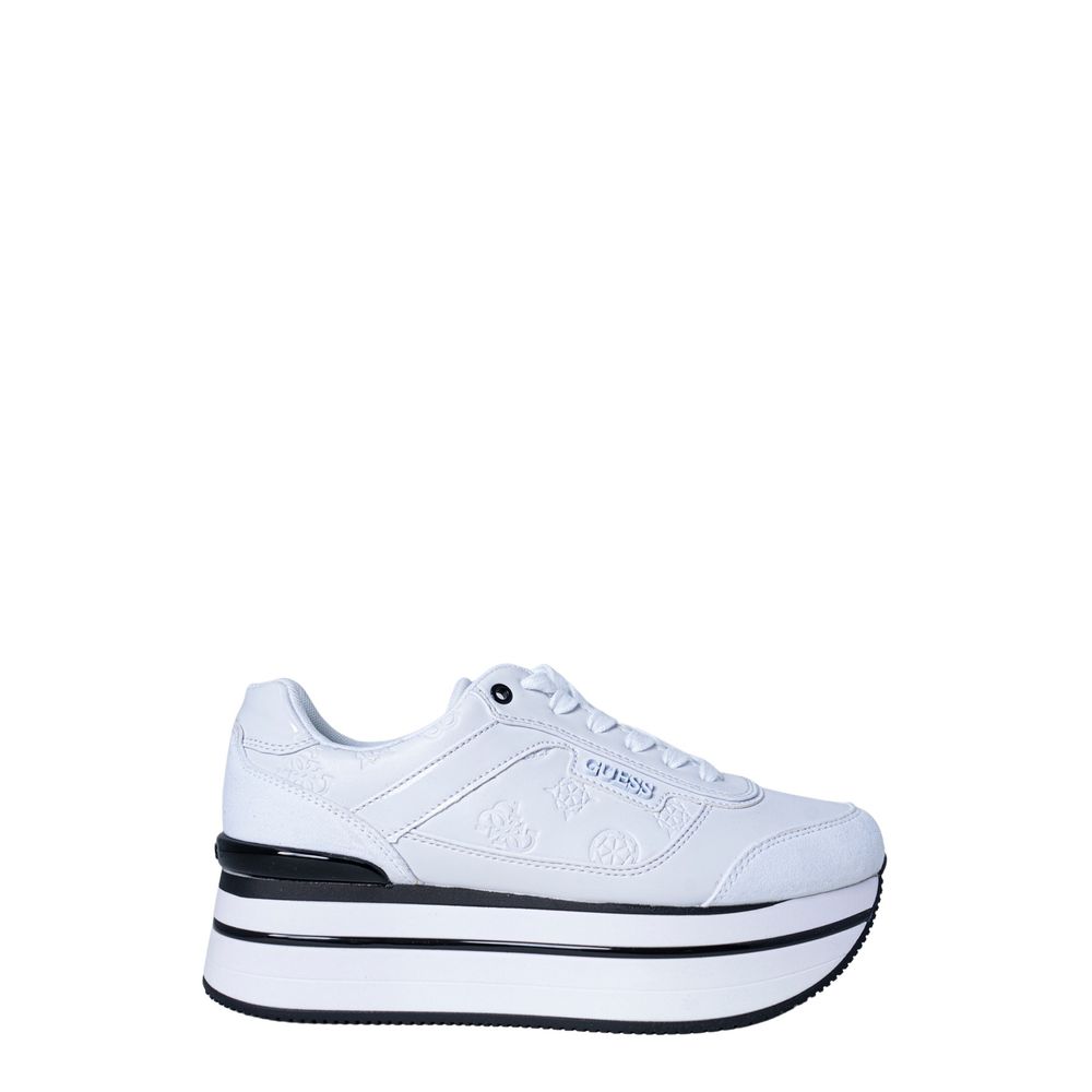 Sneakers by Guess for women in polyester white features an opulent silhouette from the Women's Lightweight Casual Polyester Sneakers collection, showcasing a signature casual style with an opulent finish.