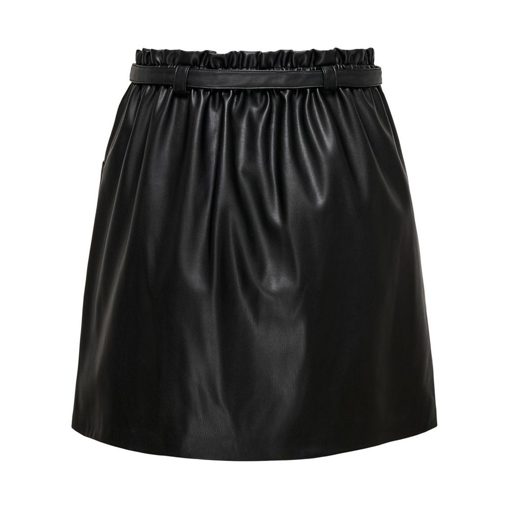 Skirt by Only for women in polyester black features an tailored silhouette, artfully capturing the essence of Women's Mini Polyester Skirt in a sophisticated mini.