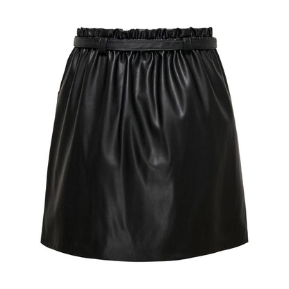 Skirt by Only for women in polyester black features an tailored silhouette, artfully capturing the essence of Women's Mini Polyester Skirt in a sophisticated mini.