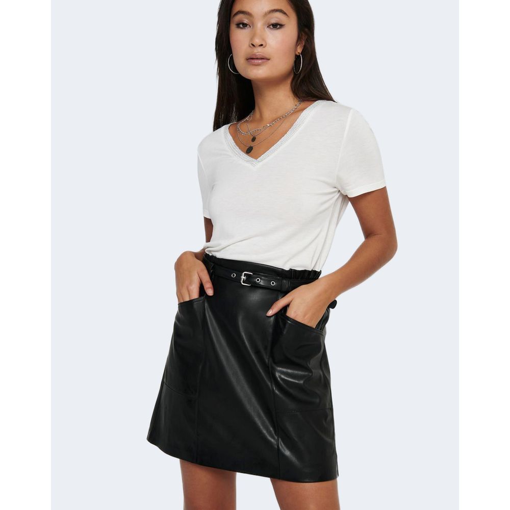 Skirt by Only for women in polyester black features an relaxed-yet-refined silhouette that elegantly showcases the Women's Mini Polyester Skirt design and sophisticated mini.