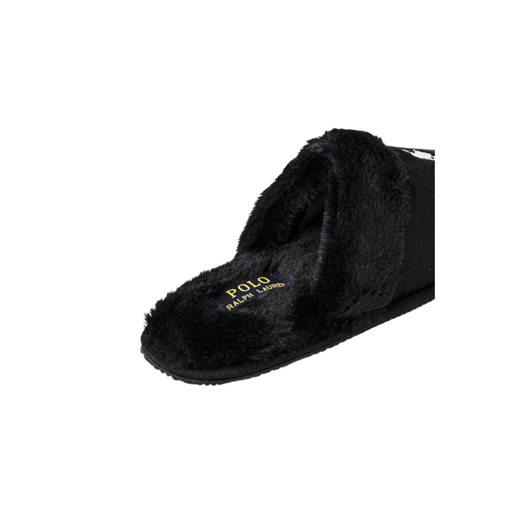 Slip-On Scuff Slippers by Ralph Lauren for women in polyester faux fur black features an effortlessly elegant silhouette, showcasing the Women's Lightweight Polyester Faux Fur Slip-On Scuff Slippers design with an effortlessly elegant and a for a effortlessly elegant look.