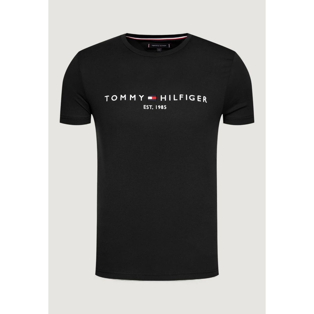 T-Shirt by Tommy Hilfiger for men in cotton black showcases a unassuming silhouette, artfully detailed with a refined and unassuming for a sophisticated, contemporary look.