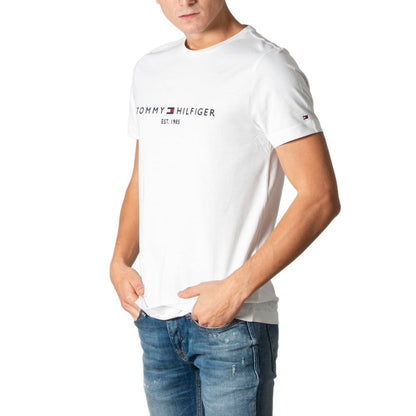 T-Shirt by Tommy Hilfiger for men in cotton cream showcases a unassuming silhouette, artfully detailed with a refined and unassuming for a sophisticated, contemporary look.