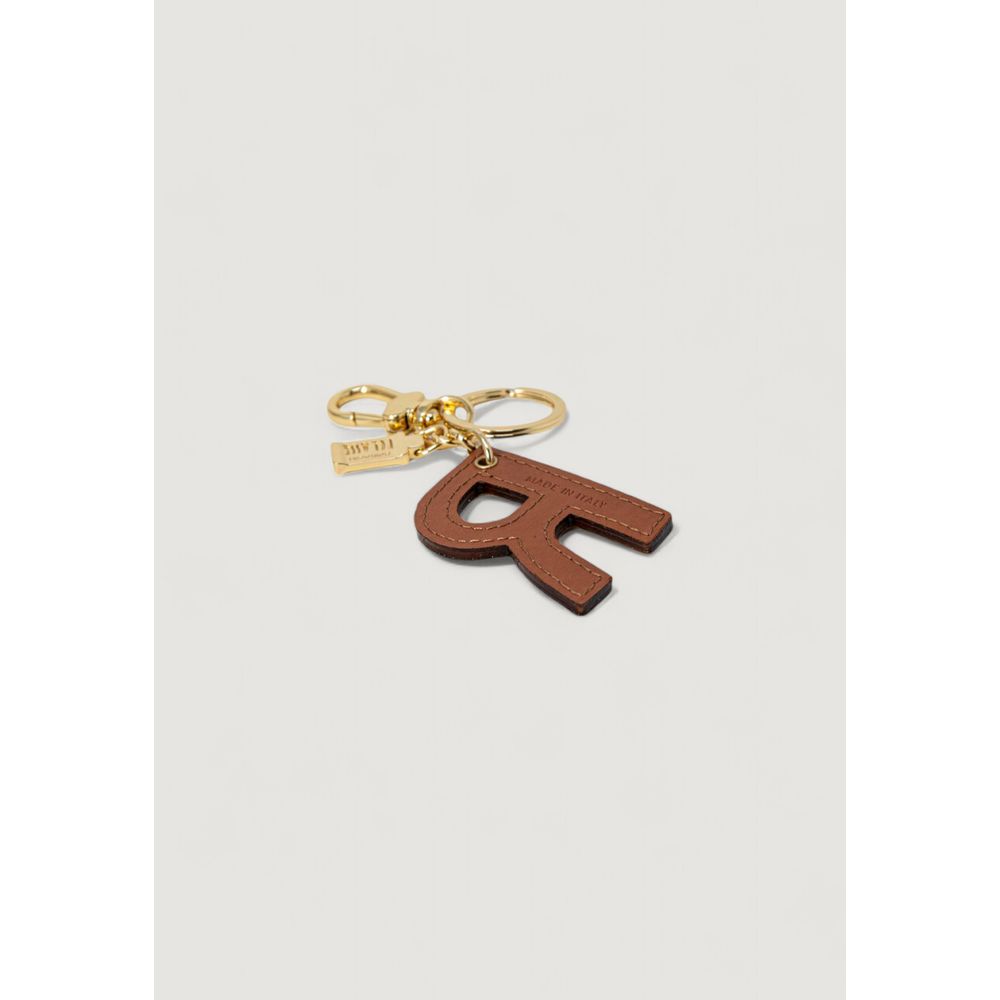Alviero Martini Prima Classe Leather & Cotton Keychain - Beige Gold