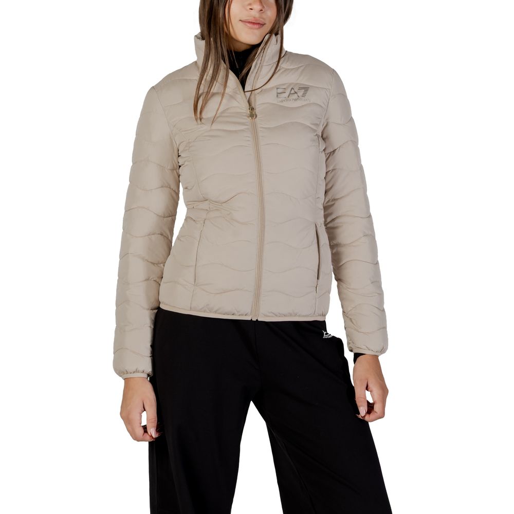 Bomber Jacket by EA7 Emporio Armani for women in polyester beige presents a effortlessly chic silhouette, showcasing a sophisticated and premium for a truly effortlessly chic finish.