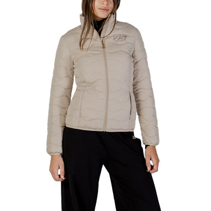 Bomber Jacket by EA7 Emporio Armani for women in polyester beige presents a effortlessly chic silhouette, showcasing a sophisticated and premium for a truly effortlessly chic finish.