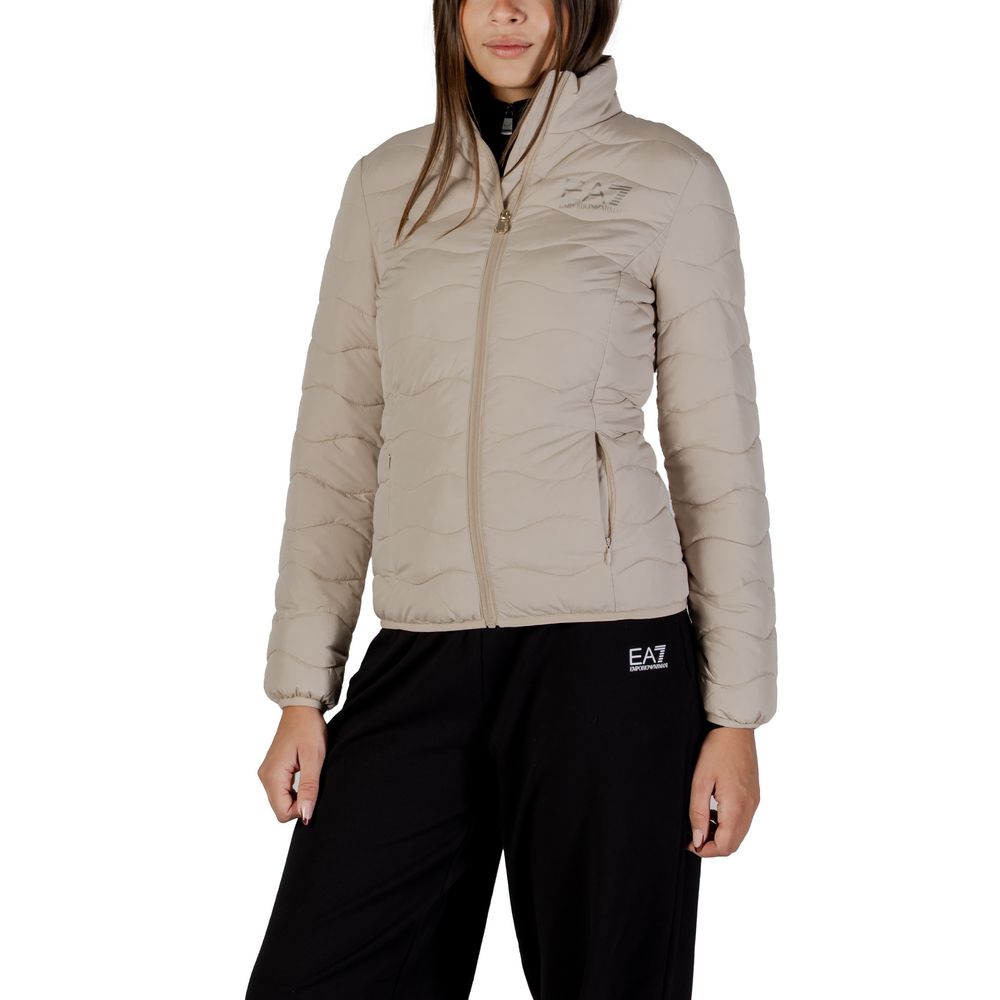Bomber Jacket by EA7 Emporio Armani for women in polyester beige features an on trend silhouette, showcasing refined and a sophisticated for a truly on trend finish.