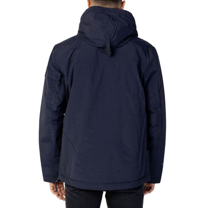 Napapijri Men's Lightweight Polyester Hooded Windbreaker Jacket - Blue