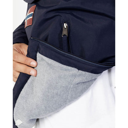 Napapijri Men's Lightweight Polyester Hooded Windbreaker Jacket - Blue