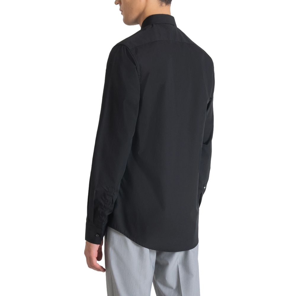Shirt by Antony Morato for men in cotton black showcases a sleek silhouette, elegantly detailed with a sleek and for a sleek finish.