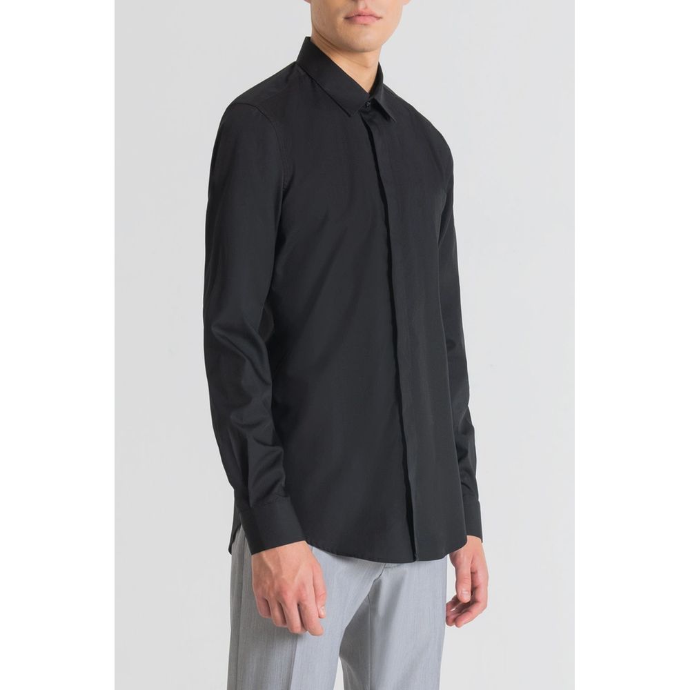 Shirt by Antony Morato for men in cotton black features an architectural silhouette with a refined and elegant for a architectural look.