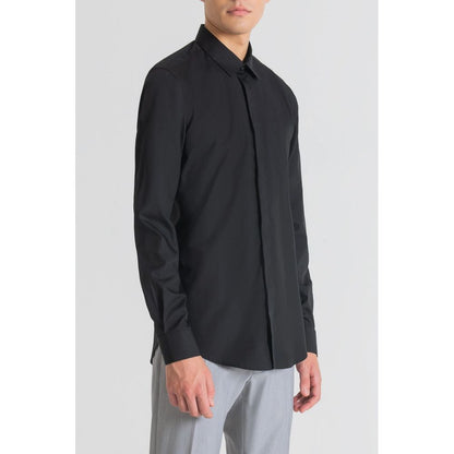 Shirt by Antony Morato for men in cotton black features an architectural silhouette with a refined and elegant for a architectural look.