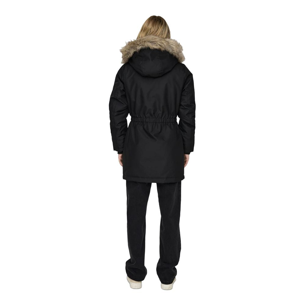 Hooded Parka by Only for women in polyester fur black features an avant garde silhouette, showcasing refined pockets & hooded and a sophisticated for a polished look.