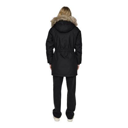 Hooded Parka by Only for women in polyester fur black features an avant garde silhouette, showcasing refined pockets & hooded and a sophisticated for a polished look.