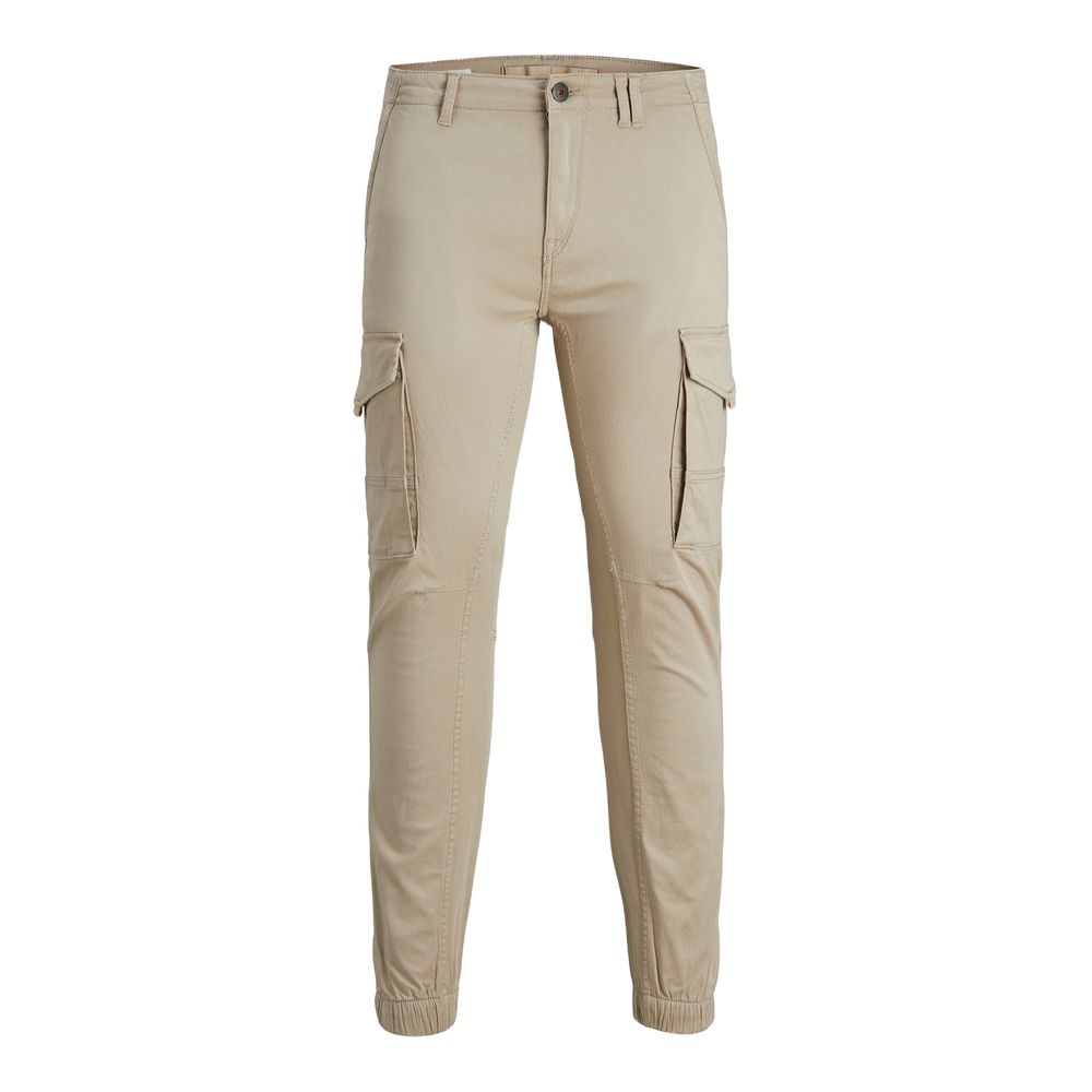 Cargo Pants by Jack Jones for men in cotton beige features an smart casual regular-fit and long, expertly tailored with a and smart casual utilitarian details for a sophisticated look.