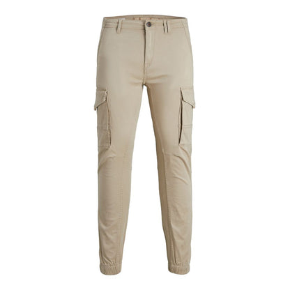 Cargo Pants by Jack Jones for men in cotton beige features an smart casual regular-fit and long, expertly tailored with a and smart casual utilitarian details for a sophisticated look.