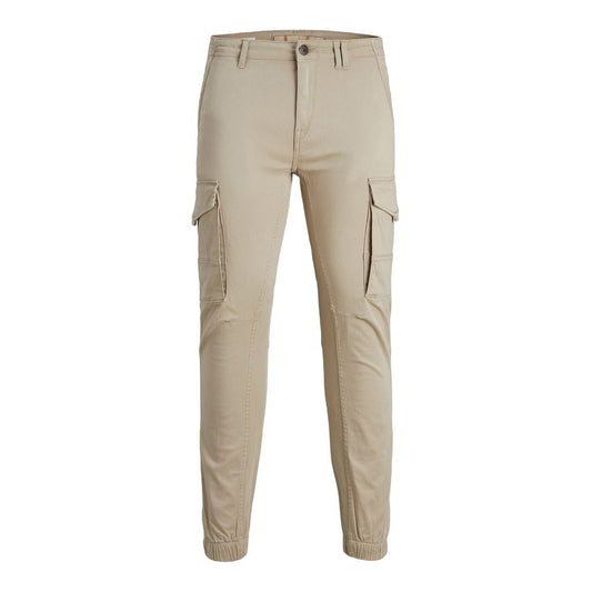 Cargo Pants by Jack Jones for men in cotton beige features an smart casual regular-fit and long, expertly tailored with a and smart casual utilitarian details for a sophisticated look.