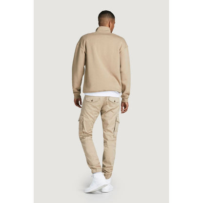 Cargo Pants by Jack Jones for men in cotton beige features a sartorial silhouette, showcasing a sophisticated regular-fit with a refined long and elegant .