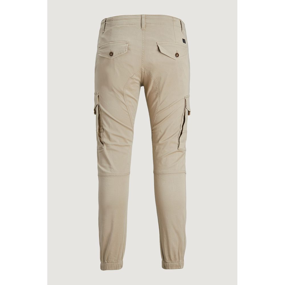 Cargo Pants by Jack Jones for men in cotton beige presents a on trend silhouette, artfully finished with a on trend regular-fit, long, and for a sophisticated look.