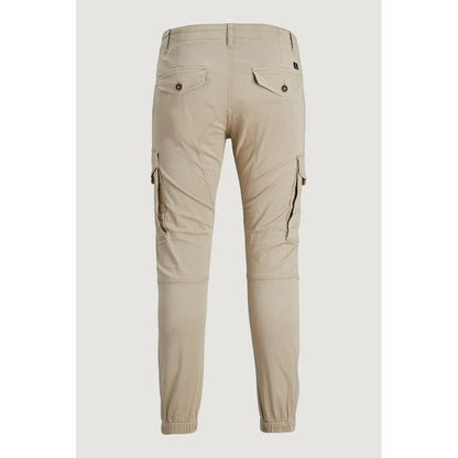 Cargo Pants by Jack Jones for men in cotton beige presents a on trend silhouette, artfully finished with a on trend regular-fit, long, and for a sophisticated look.