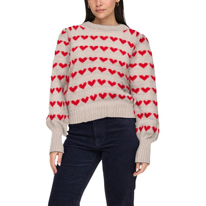 Sweatshirt by Jacqueline De Yong for women in polyester beige features an exquisite silhouette, showcasing long-sleeve and crew neckline details for a exquisite look.