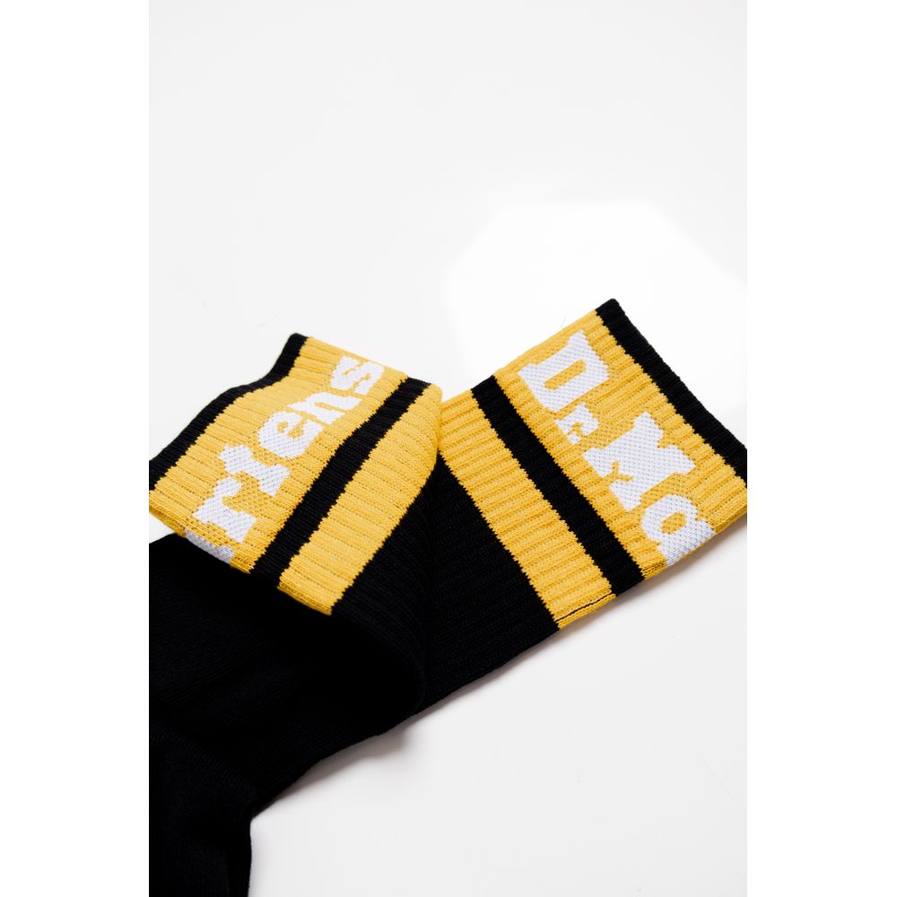 Socks by Dr. Martens for men in stretch polyester cotton black & striped features a snug silhouette, artfully capturing the essence of the snug Men's Stretch Polyester Cotton Socks design for a sophisticated look.
