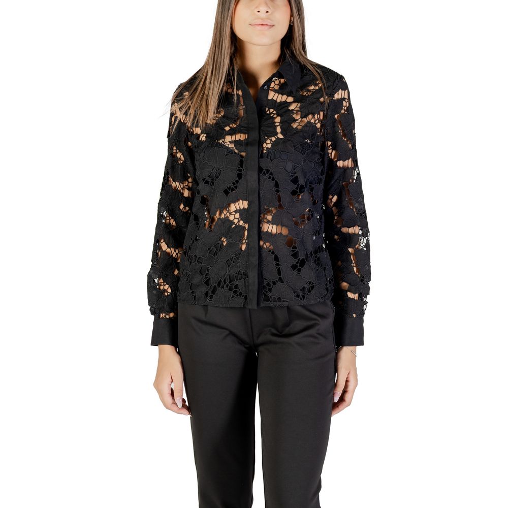 Morgan De Toi Women's Long-Sleeve Polyester Shirt - Black Floral