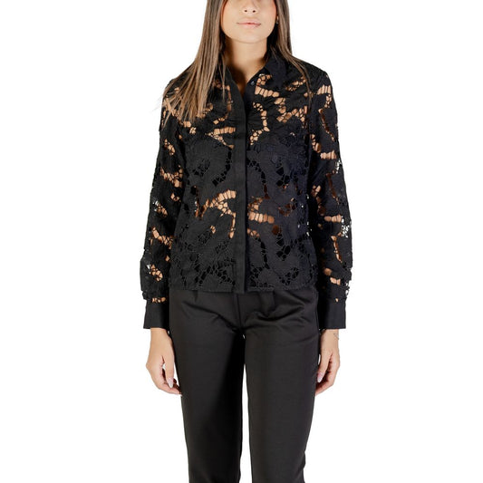 Morgan De Toi Women's Long-Sleeve Polyester Shirt - Black Floral