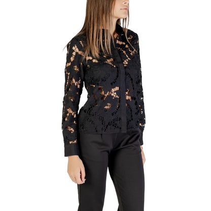Morgan De Toi Women's Long-Sleeve Polyester Shirt - Black Floral