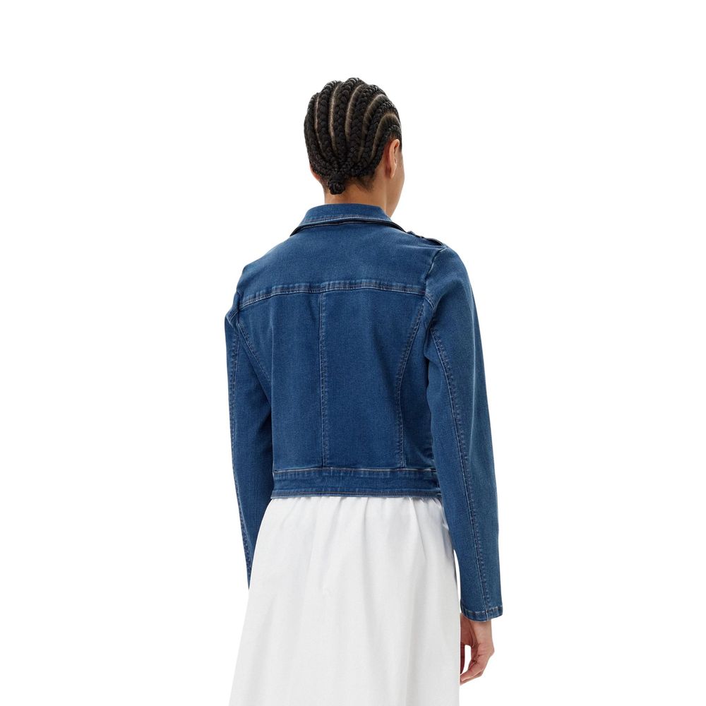 Jacket by Morgan De Toi for women in stretch denim cotton blue showcases a contemporary silhouette, detailed with a contemporary and premium for a sophisticated finish.