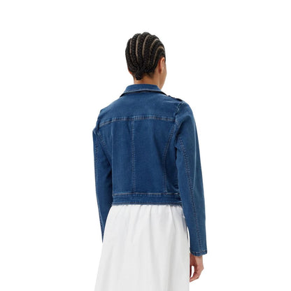 Jacket by Morgan De Toi for women in stretch denim cotton blue showcases a contemporary silhouette, detailed with a contemporary and premium for a sophisticated finish.