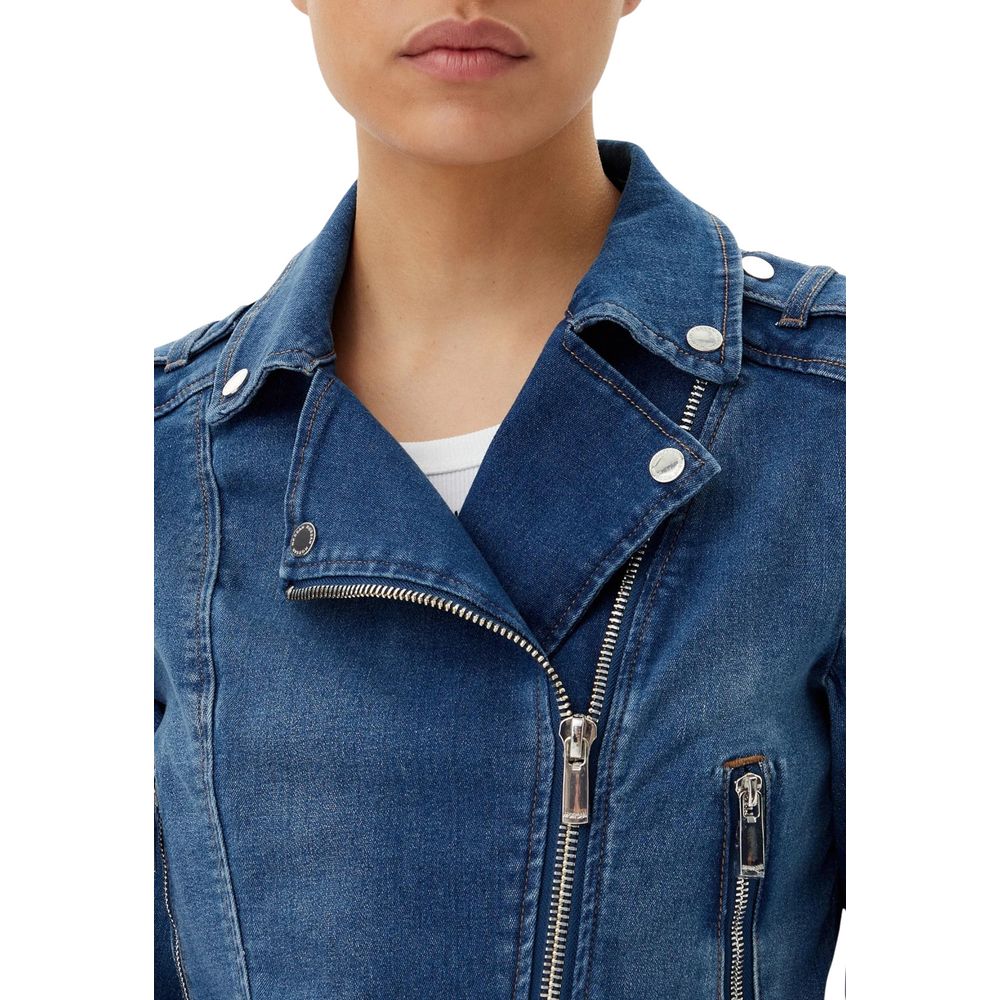 Jacket by Morgan De Toi for women in stretch denim cotton blue features a smart silhouette, perfectly accentuated by its unique and functional for a smart finish.