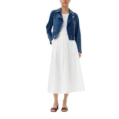 Jacket by Morgan De Toi for women in stretch denim cotton blue showcases a enveloping silhouette, artfully detailed with a enveloping and premium for a truly enveloping finish.