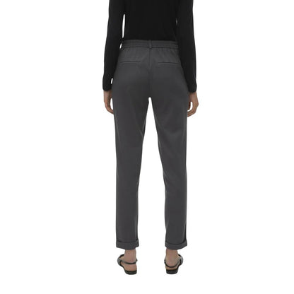Trousers by Vero Moda for women in stretch viscose polyester gray features a artisanal silhouette, showcasing a sophisticated straight-leg & regular-fit with a long and for a artisanal finish.