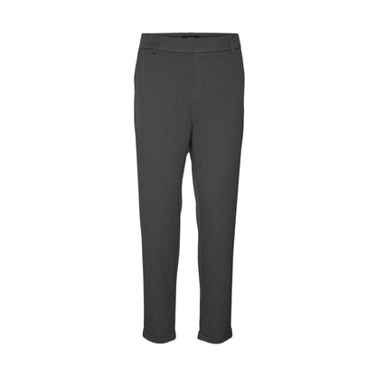 Trousers by Vero Moda for women in stretch viscose polyester gray features an sartorial silhouette, showcasing a precise straight-leg & regular-fit and long with a sartorial for a refined look.