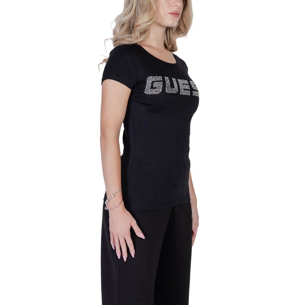 T-Shirt by Guess Active for women in stretch cotton black showcases a fashionable silhouette, elegantly detailed with a fashionable and for a sophisticated, high-fashion look.